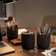 SPIRA3D Dekoratif Örgü Desenli Çok Amaçlı Düzenleyici 3'lü Set - Banyo ve Masa Üstü Organizer