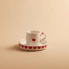 Karaca Sweetheart Kalp Detaylı Kahve Fincan Takımı 90 ml Beyaz