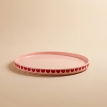 Karaca Sweetheart Kalp Detaylı Servis Tabağı Pembe 27 cm