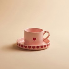 Karaca Sweetheart Kalp Detaylı Çay Fincan Takımı 195 ml Pembe