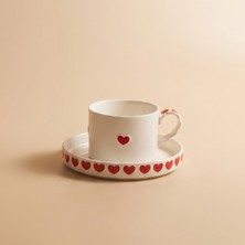 Karaca Sweetheart Kalp Detaylı Çay Fincan Takımı 195 ml Beyaz