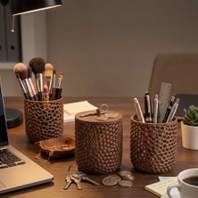 SPIRA3D Dekoratif Örgü Desenli Çok Amaçlı Düzenleyici 3'lü Set - Banyo ve Masa Üstü Organizer