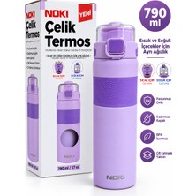 Noki 790 ml Mor Çift Ağızlıklı Paslanmaz Çelik Termos