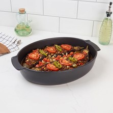 Aryıldız Elissa Oval Fırın Kabı Mat Siyah 40 cm