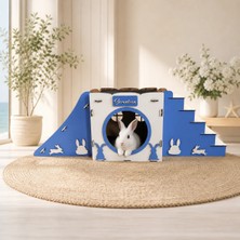 Seventeen Design Mavi Beyaz Tavşan Evi, Tavşan Yuvası, Tavşan Yatağı, Tavşan Oyun Alanı