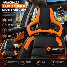 Carlone Universal Araç Koltuk Kafalığı Spor Yarış Tipi Lüx Deri Oto Başlık-Turuncu