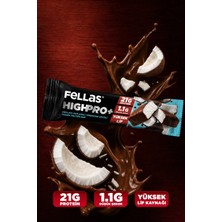 Fellas Çikolata Kaplı HighPro+ Protein Bar - Hindistan Cevizli (50 g) - 12 Adet