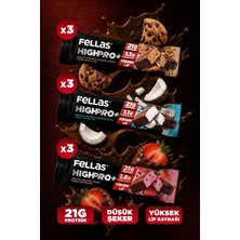 Fellas Çikolata Kaplı HighPro+ Protein Bar (50 g) Karma Kutu (3 x 3)