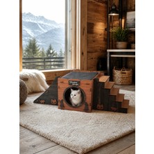 Seventeen Design Kahverengi Siyah Kedi Evi, Kedi Yuvası, Kedi Yatağı, Kedi Oyun Alanı