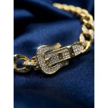 Zarene Silver Xuping Kemer Desenli Taşlı 14K Gold Bileklik