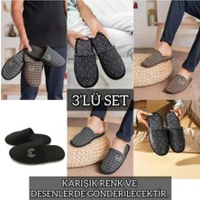 Slipcat 3'lü Kışlık Ev Terliği Kışlık Deri Terlik Misafir Terliği Çeyiz Bohça Terliği