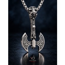 Voyage Accessory Paslanmaz Çelik Gotik Tarz Kurukafa Balta Kolye