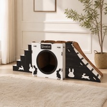 Seventeen Design Siyah Beyaz Tavşan Evi, Tavşan Yuvası, Tavşan Yatağı, Tavşan Oyun Alanı
