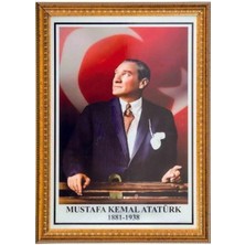 İnter Inter INT-026 50X70 cm Varakli Çerçeve Duvara Monte Atatürk Portresi