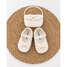 Beblux Kız Bebek Simli Çanta ve Babet (Ayakkabı) Set