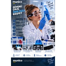 Munico 4 Adet Laboratuvar Güvenlik Gözlüğü Şeffaf Geniş Lens Hava Kanallı Ayarlanabilir Elastik Bantlı