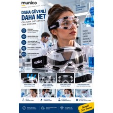 Munico 5 Adet Laboratuvar Koruyucu Gözlük Şeffaf Geniş Görüş Açılı Ayarlanabilir Bantlı Deney ve Çalışma
