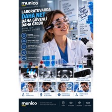 Munico 6 Adet Şeffaf Laboratuvar Gözlüğü Göz Çevresini Saran Geniş Lensli Ayarlanabilir Bantlı Koruyucu