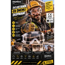 Munico 6 Adet Şantiye Koruyucu Gözlüğü Toz Parçacık ve Sıçramalara Karşı Şeffaf Ayarlanabilir Bantlı