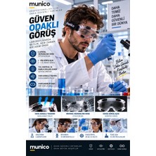 Munico 6 Adet Deney ve Laboratuvar Koruyucu Gözlüğü Kimya Biyoloji Araştırma ve Eğitim Için Geniş