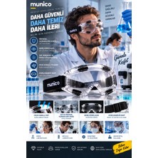 Munico 6 Adet Kimya Laboratuvarı Koruyucu Gözlük Şeffaf Lensli Geniş Görüş Alanlı Ayarlanabilir Gözlüğü