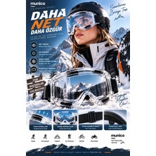 Munico 2 Adet Geniş Görüş Açılı Koruyucu Kayak Gözlük Şeffaf Lens Ayarlanabilir Bantlı Snowboard Outdoor