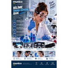 Munico 3 Adet Profesyonel Koruyucu Gözlük Laboratuvar Deney Ar-Ge Kimya Biyoloji ve Eğitim Için Şeffaf