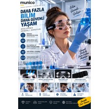 Munico 6 Adet Laboratuvar Iş Gözlüğü Şeffaf Lens Geniş Görüş Açısı Hava Kanallı Ayarlanabilir Elastik