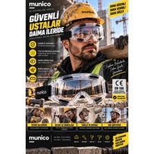 Munico Profesyonel Koruyucu Gözlük Inşaat Şantiye Usta Tamirat Montaj Toz ve Sıçramalara Karşı