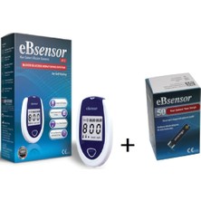 eBsensor Kan Şeker Ölçüm Cihazı + X1 Kutu Ölçüm Stribi 50 Ölçüm Ergonomik Tasarım ve Konforlu Kullanım
