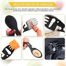 Munico 4 Adet 10'u 1 Arada Çok Fonksiyonlu Outdoor Kamp Hayatta Kalma Çatal ve Kaşık Mutfak Çok Fonksiyon