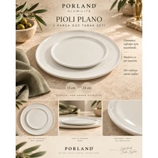 Porland Pioli Plano Düz Tabak Seti 2 Parça 15 ve 24 cm Beyaz Yuvarlak Porselen Servis Tabağı