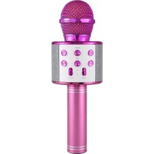 Wster Ws-858 Bluetooth Hoparlörlü Pembe Karaoke Mikrofon Yüksek Ses Kalitesi ile Kablosuz
