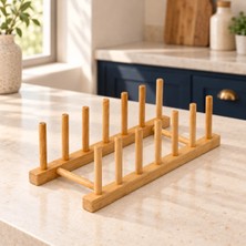 29 cm Bambu Tabaklık Kahverengi Mutfak Tezgah Üstü Bulaşık Kurutmalık Stand | Kitchera Home