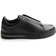 Bambi Siyah Antik Hakiki Deri Erkek Sneaker E01610197141