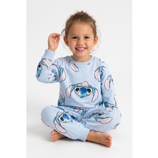 Minipomes Kız Çocuk Pamuklu Uzun Kol Pijama Takım Mavi