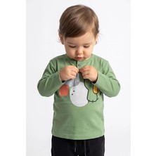 Minipomes Erkek Bebek Circle Mouse Penye Sweatshirt Gri