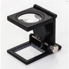 Pileli Store 28X28 mm Katlanır Sayaçlı Metal Lüp 2 LED Işıklı Büyüteç Tekstil TH-9005A