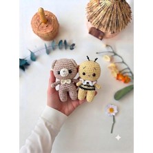 El Örgüsü Amigurumi Anahtarlıklar (Arı ve Ayıcık) Anahtarlık Aparatı Takılıp Gönderilir