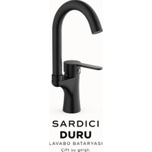 Sardıcı Duru Siyah Lavabo Bataryası Pirinç Gövde Çift Su Girişli Tam Takım