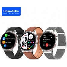Hainoteko-29 Waterproof Akıllı Saat Amoled Ekran Bluetooth Arama 3 Kordon Set Gümüş