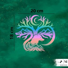 Meristeed Kurt ve Ay Yıldız Motifli Hayat Ağacı Tasarım Folyo Sticker - Araç, Cam, Kask Uyumlu Dekoratif Aksesuar Stickerı