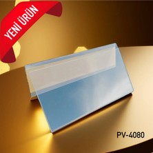 Damga Market Raf Önü Kendinden Yapışkanlı Etiketlik, Pvc Raf Önü Açılı Plastik Etiketlik 40X80 mm - 100'LÜ Paket