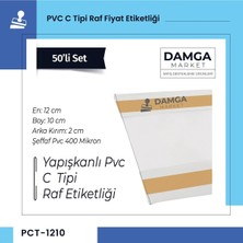 Damga Market Damgamarket Pvc C Tipi Raf Etiketliği Yapışkanlı 12 cm x 10 cm - 50'li Paket