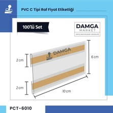 Damga Market Pvc C Tipi Raf Etiketliği Yapışkanlı 6 cm x 10 cm - 100'LÜ Paket