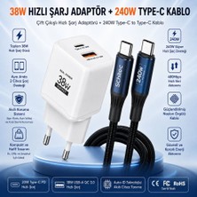 Schitec 38W 2 Çıkışlu Hızlı Şarj Başlığı  ve 240W Type-C To Type-C Süper Hızlı Şarj Kablosu