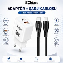 Schitec 38W 2 Çıkışlı Hızlı Şarj Başlığı ve 60W Type-C To Type-C Hızlı Şarj ve Data Kablosu Siyah