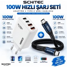 Schitec 100W 4 Çıkışlu Hızlı Şarj Başlığı  ve 100W Type-C To Type-C Süper Hızlı Şarj Kablosu 1.2