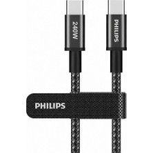 Philips Usb-C Type-C 240W Süper Hızlı Şarj Kablosu 2 Metre Dayanıklı Örgülü Carplay Destekli