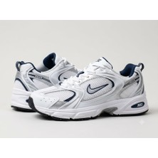 Favori Shoes Retro Unisex Koşu ve Günlük Spor Ayakkabı – Beyaz / Metalik Gümüş & Lacivert